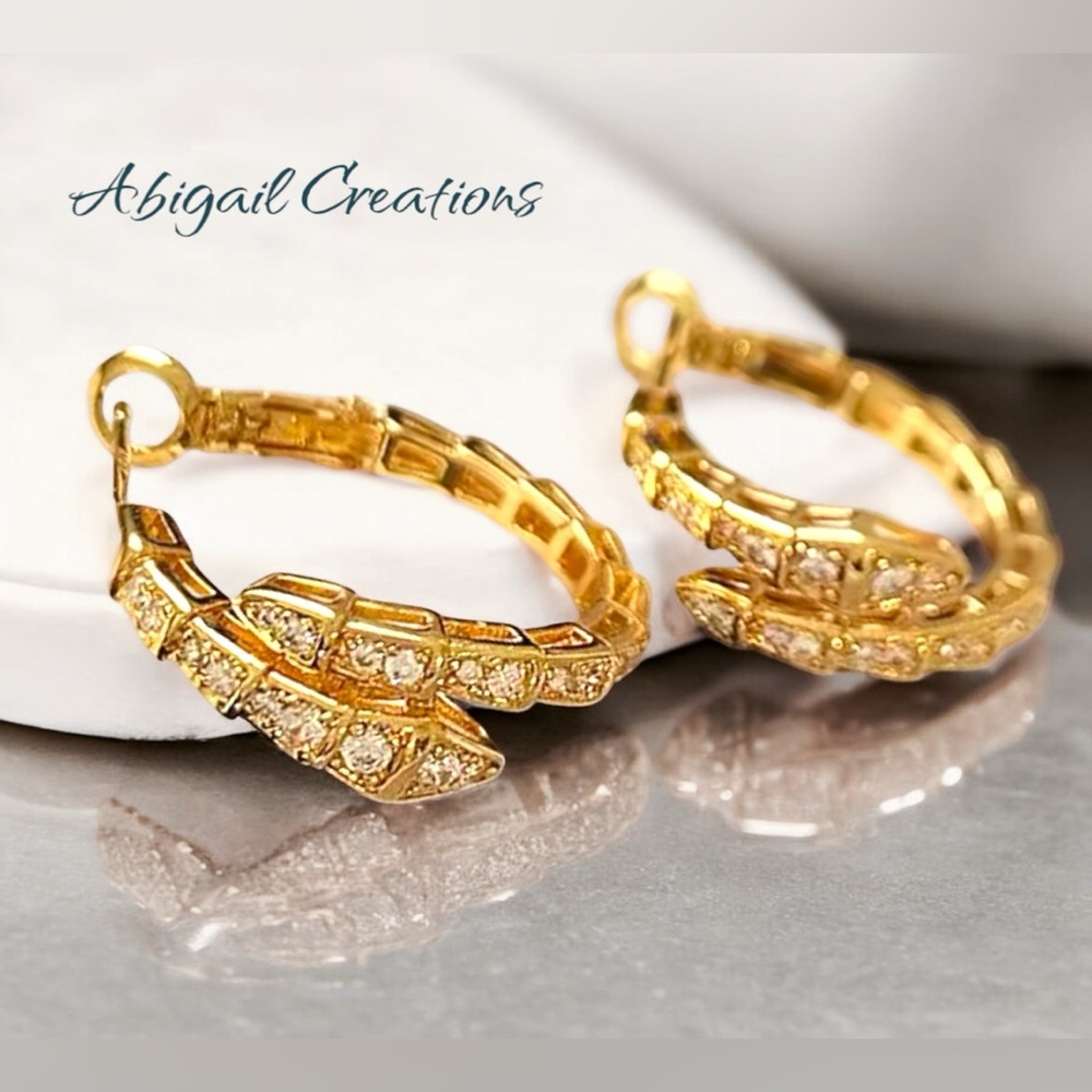 Abigail Creations Snake Shaped Drop Cubic Zirconia Earrings